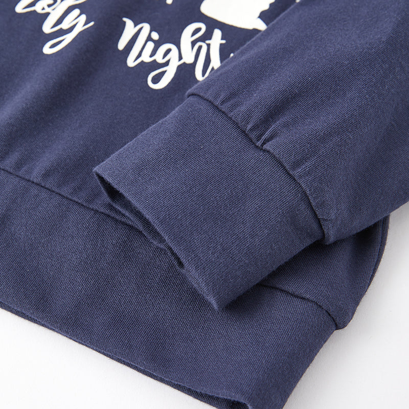 (In Stock E35-2-1)Mommy and Me Silent Night Print Cotton Top