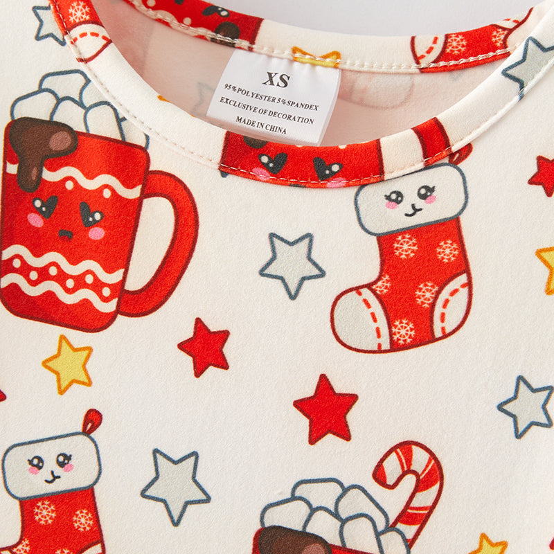 (In Stock G7-1-2)Girls Christmas Print Milk Silk Dress