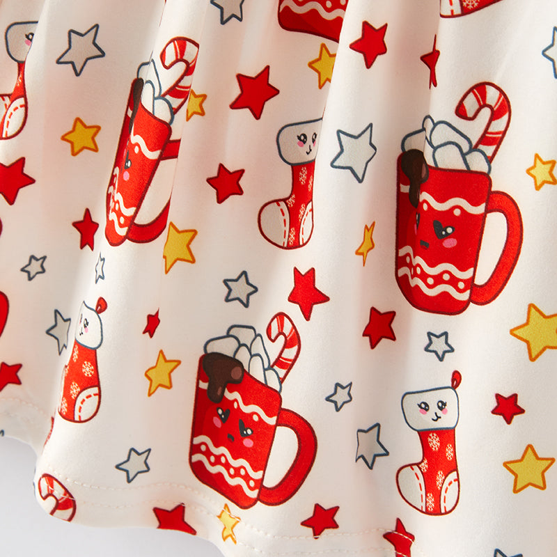 (In Stock G7-1-2)Girls Christmas Print Milk Silk Dress