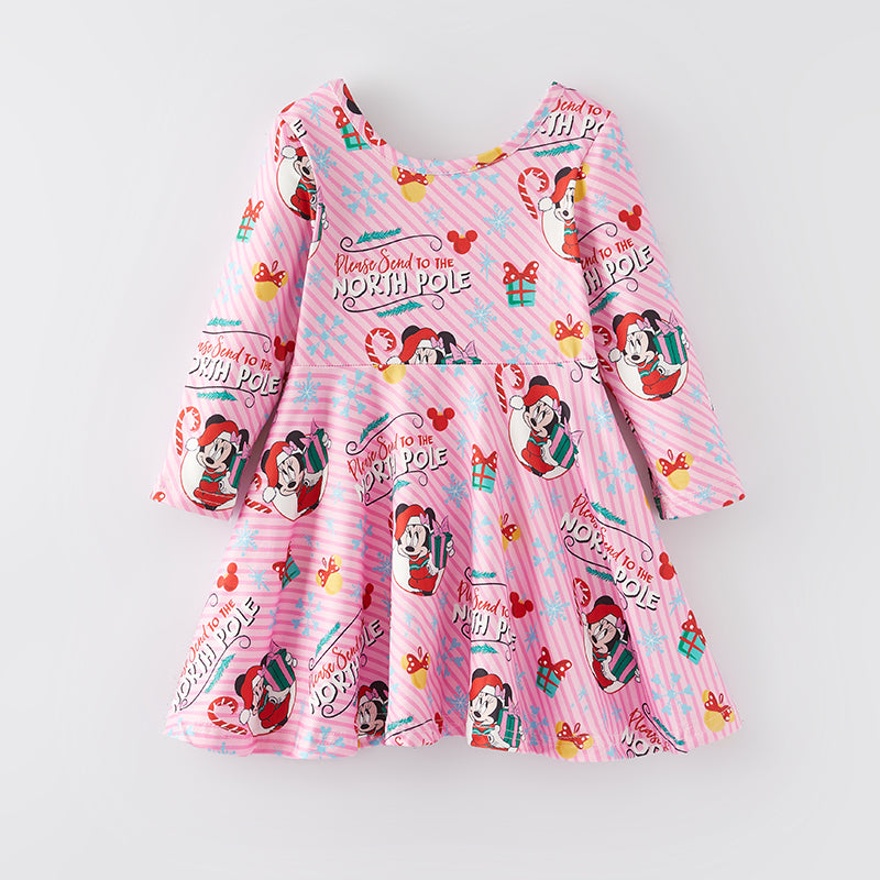 (In Stock G8-3-2)Girls Christmas Print Milk Silk Dress