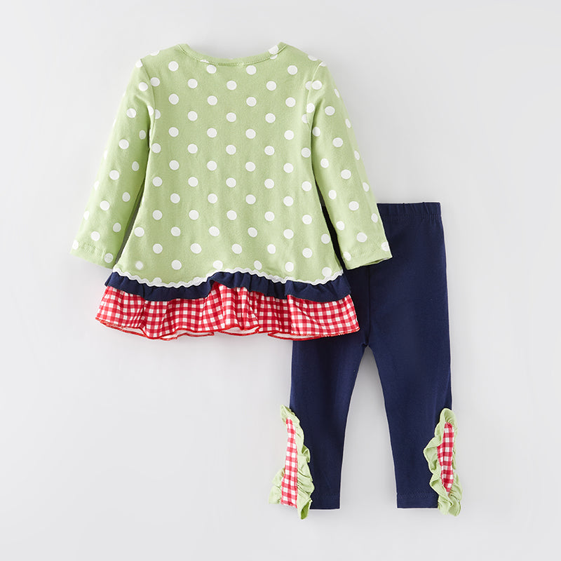 (In Stock G9-1-3)Girls Christmas Applique Outfit Set