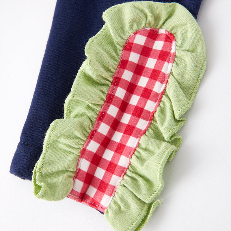 (In Stock G9-1-3)Girls Christmas Applique Outfit Set