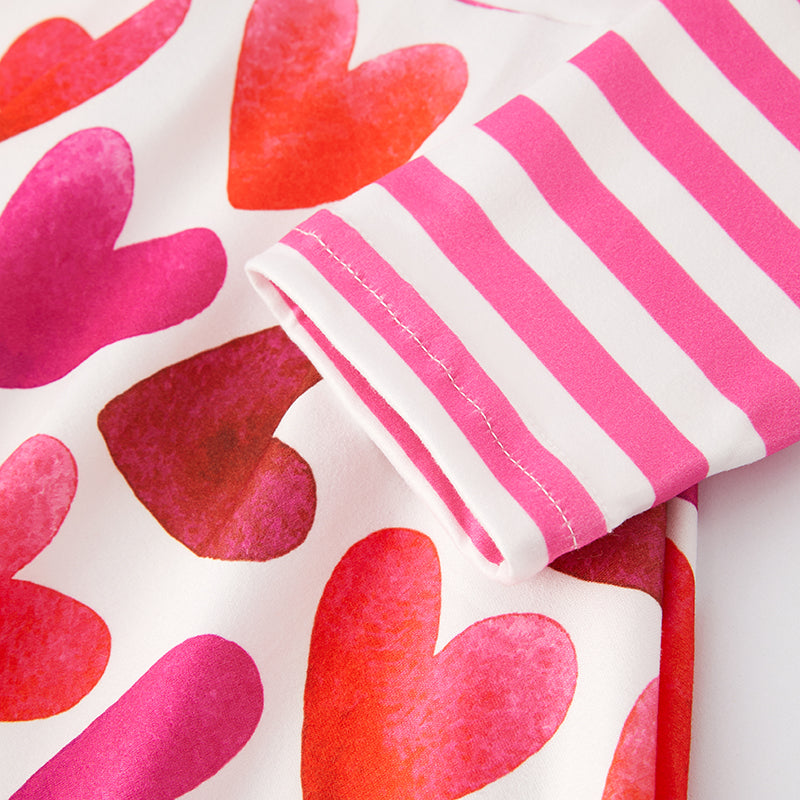 (In Stock E14-3-1)One Pack(8 Pieces total) Sale Girls Valentine's Day Print Dress
