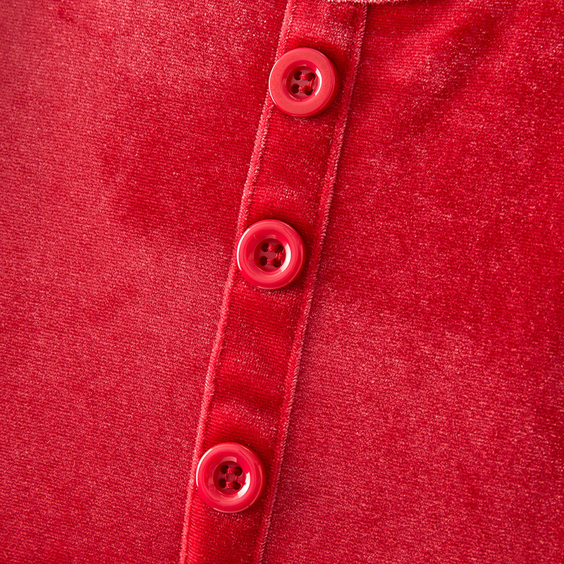 (In Stock L8-1-2)Girls Valentine's Day Print Velvet Dress