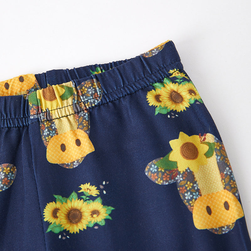 (In Stock G19-5-3)Girls Fall Cow Applique Outfit Set