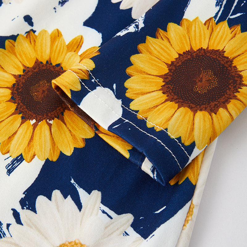 (In Stock G24-2-3 G33-2-2)Girls Fall Floral Print Dress with Faux Fur Vest