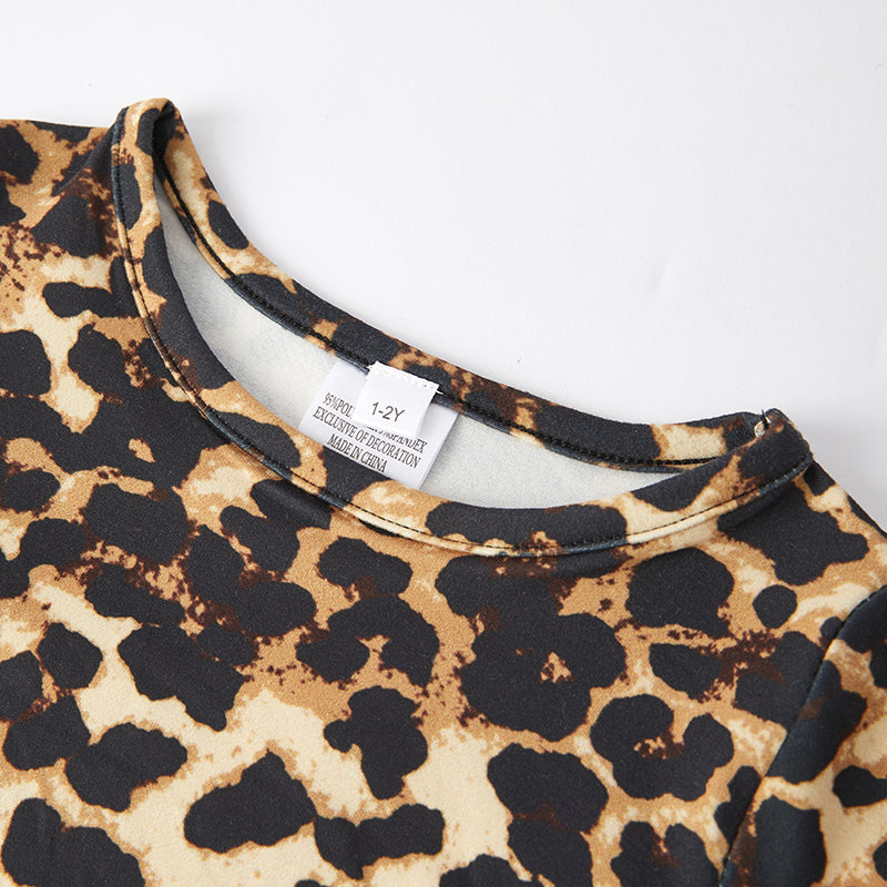 (In Stock L15-4-1)Girls Fall Leopard Print Slip Dress