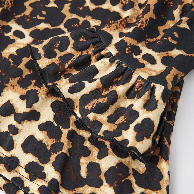 (In Stock L15-4-1)Girls Fall Leopard Print Slip Dress