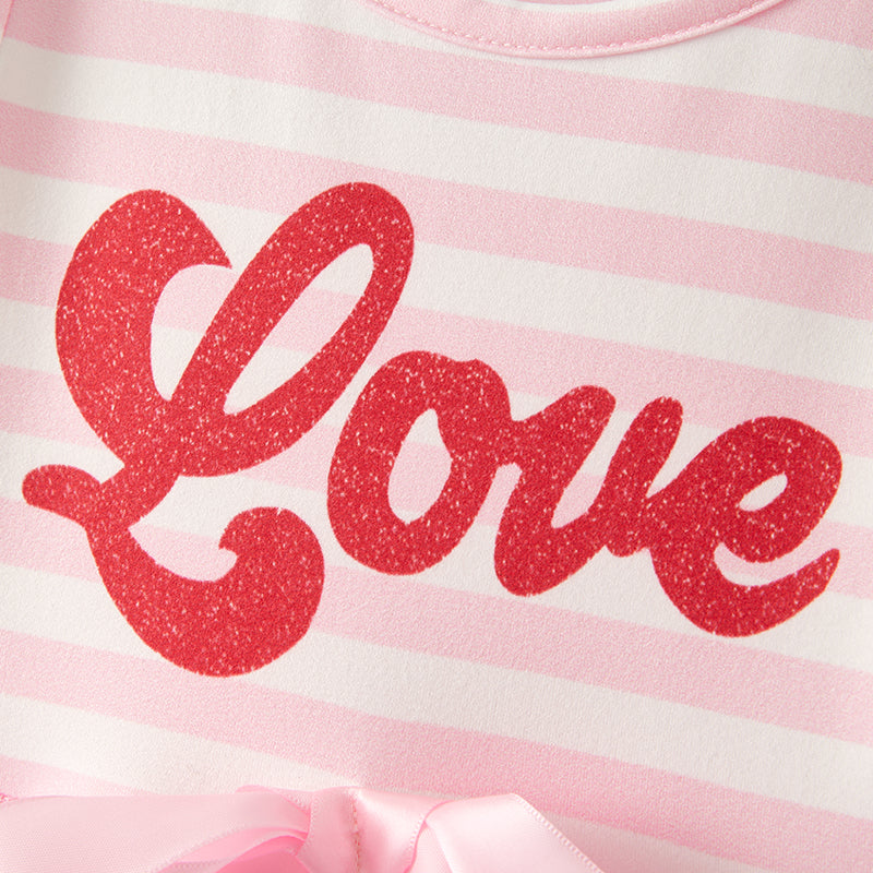 (In Stock)Girls Valentine's Day Print Tulle Dress