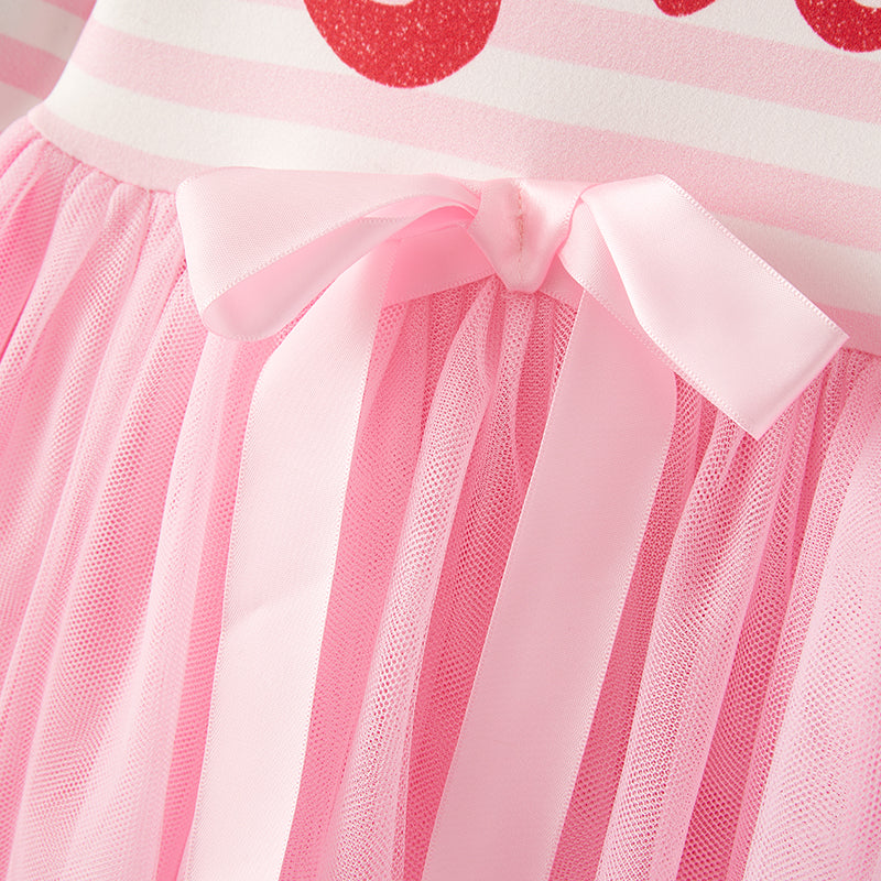 (In Stock)Girls Valentine's Day Print Tulle Dress