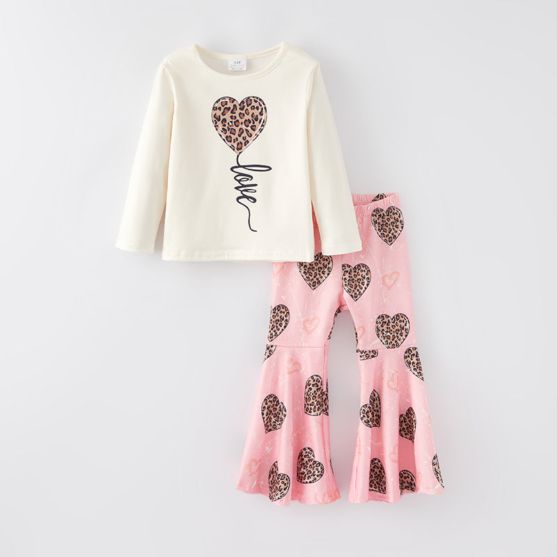 (In Stock L8-3-2)Girls Valentine's Day Print Outfit Set
