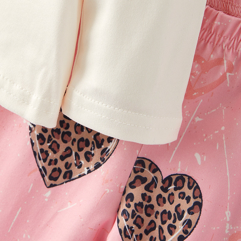 (In Stock L8-3-2)Girls Valentine's Day Print Outfit Set