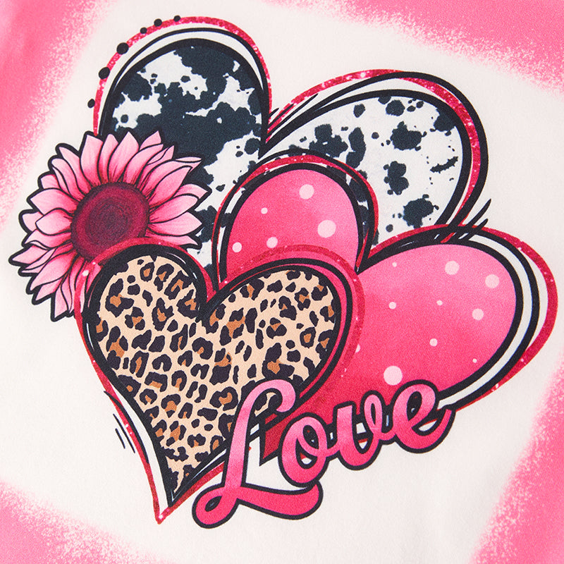(In Stock G22-5-1)Girls Valentine's Day Print Outfit Set