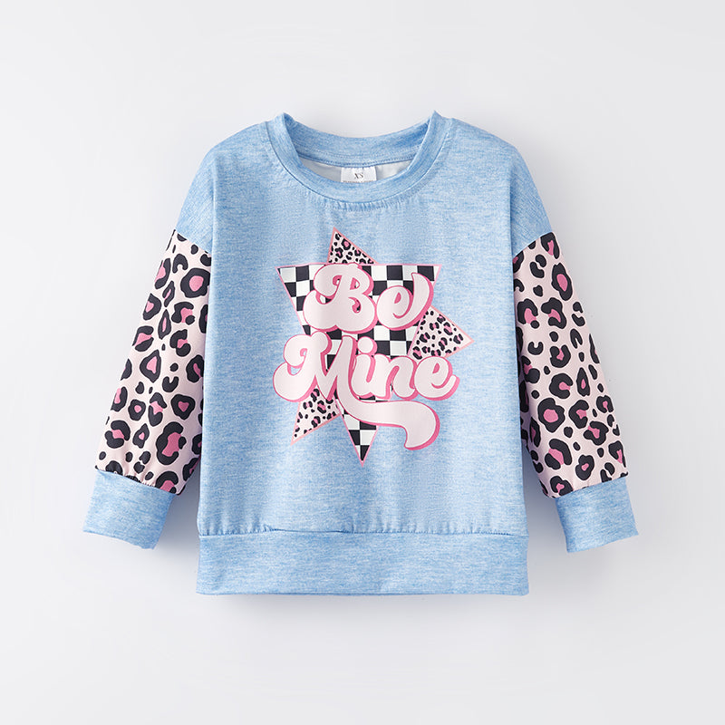 (In Stock L33-5-3)Girls Valentine's Day Be Mine Print Top