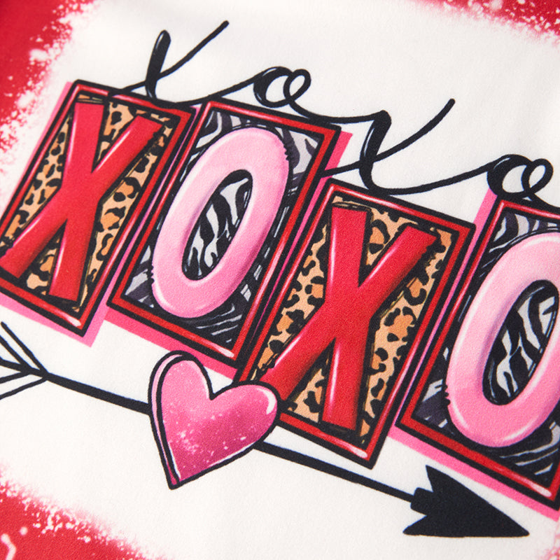 (In Stock L8-1-3)Girls Valentine's Day XOXO Print Outfit Set