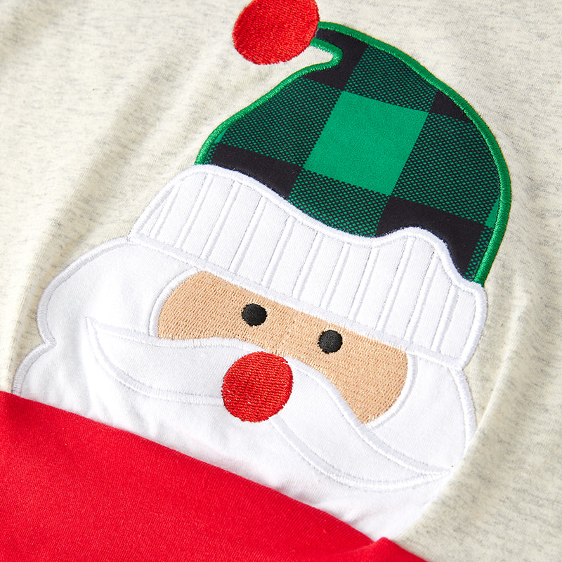 (In Stock G7-2-2)Boys Christmas Santa Applique Top