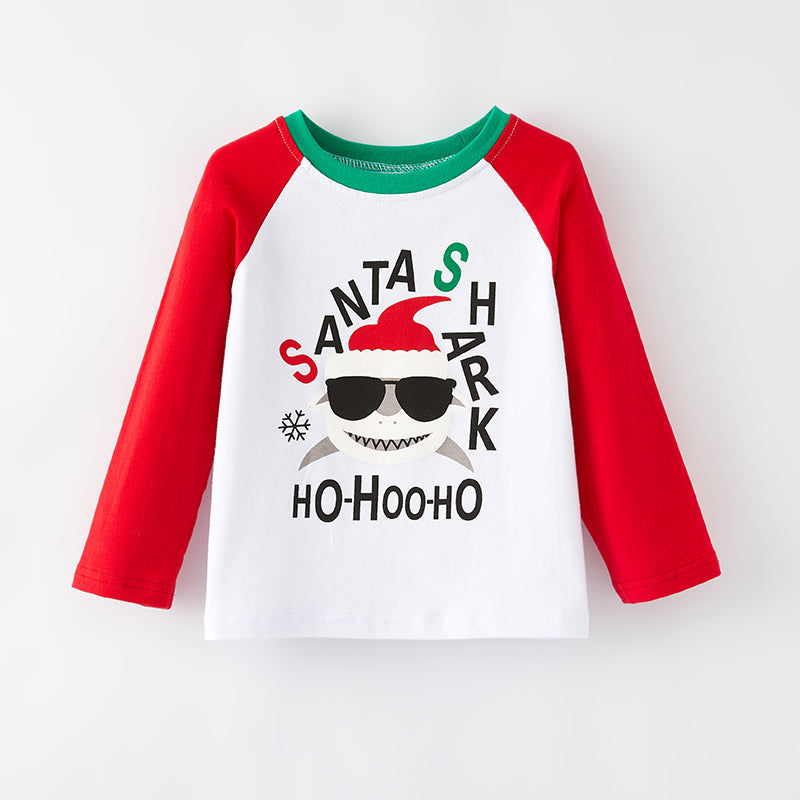 (In Stock G7-3-2)Boys Christmas Santa Print Top