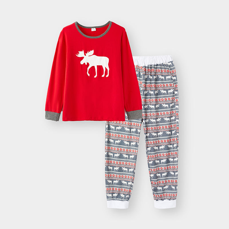 (In Stock G8-3-1)Mommy Christmas Elk Print Pajamas