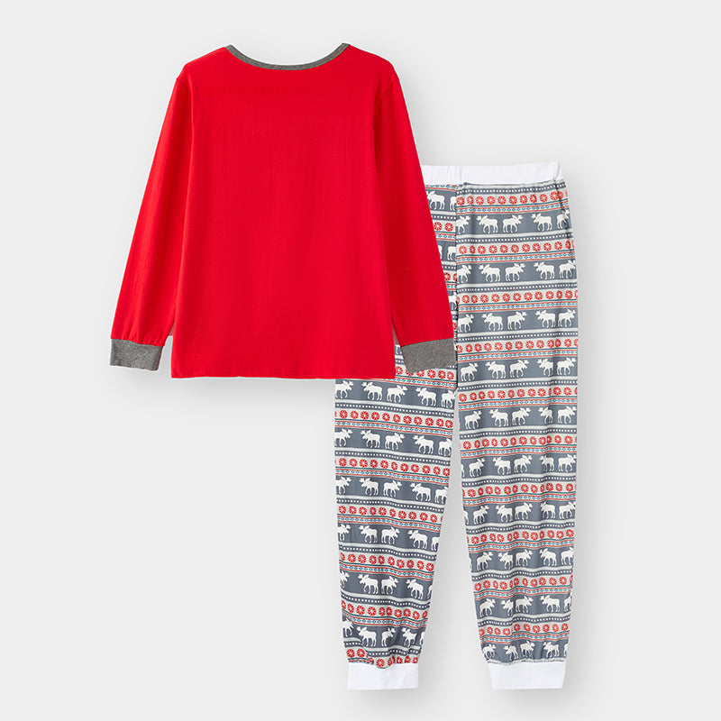 (In Stock G8-5-1)Daddy Christmas Elk Print Pajamas