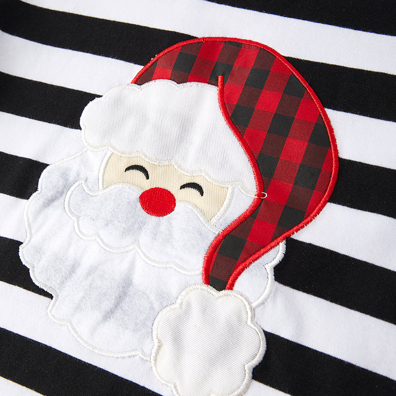 (In Stock G8-1-1)Boys Christmas Santa Applique Outfit Set