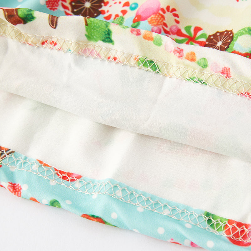 (In Stock G9-1-1)Girls Christmas Gingerbread Man Print Dress