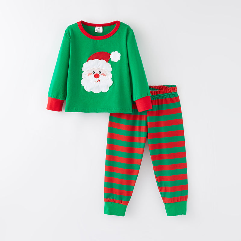 (In Stock G8-2-2)Boys Christmas Santa Applique Outfit Set