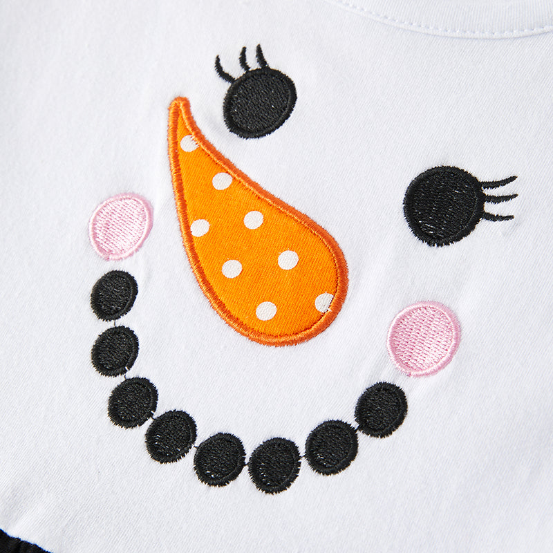 (In Stock G8-3-3)Girls Christmas Snowman Applique Dress