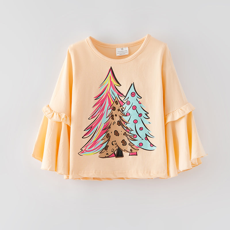 (In Stock G7-2-2)Girls Christmas Print Cotton Top