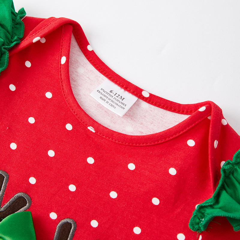(In Stock L36-1-2)Baby Girls Christmas Elk Applique Romper