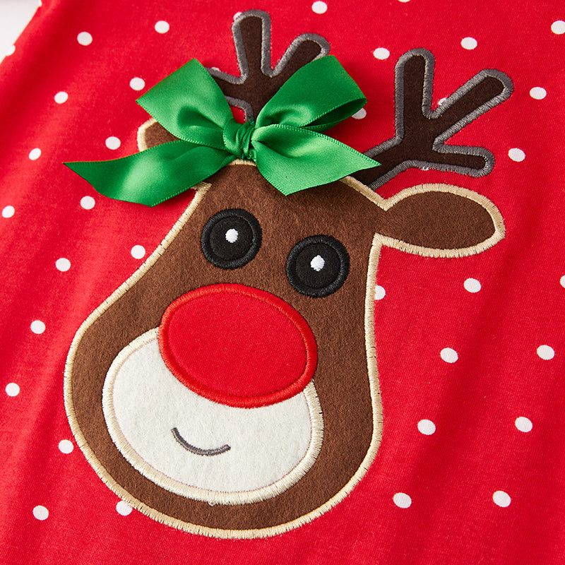 (In Stock L36-1-2)Baby Girls Christmas Elk Applique Romper