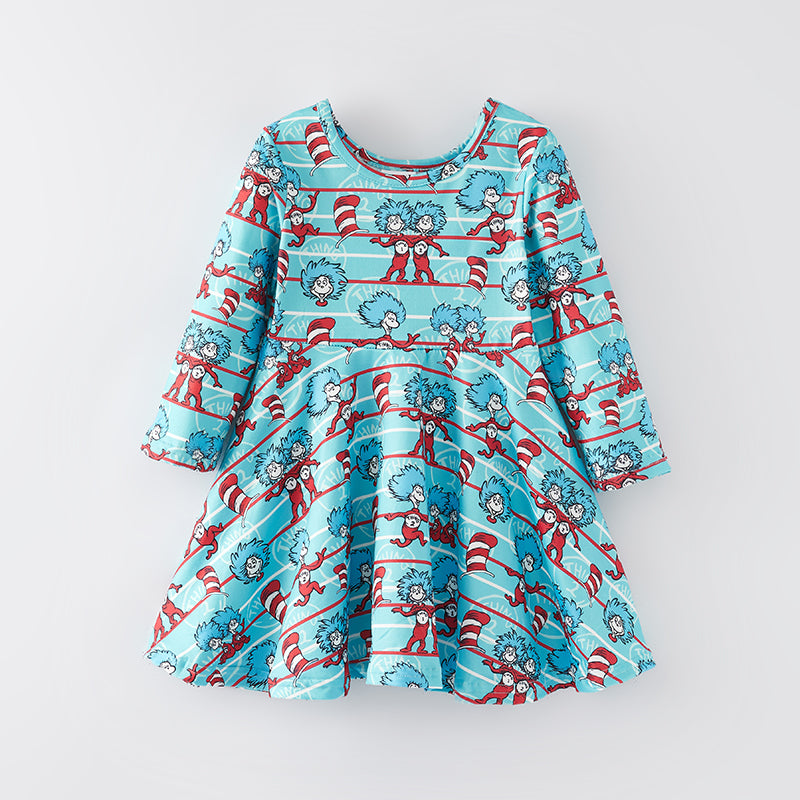 (In Stock L32-2-1)Girls Fall DR SEUSS Print Dress