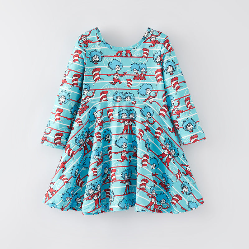 (In Stock L32-2-1)Girls Fall DR SEUSS Print Dress