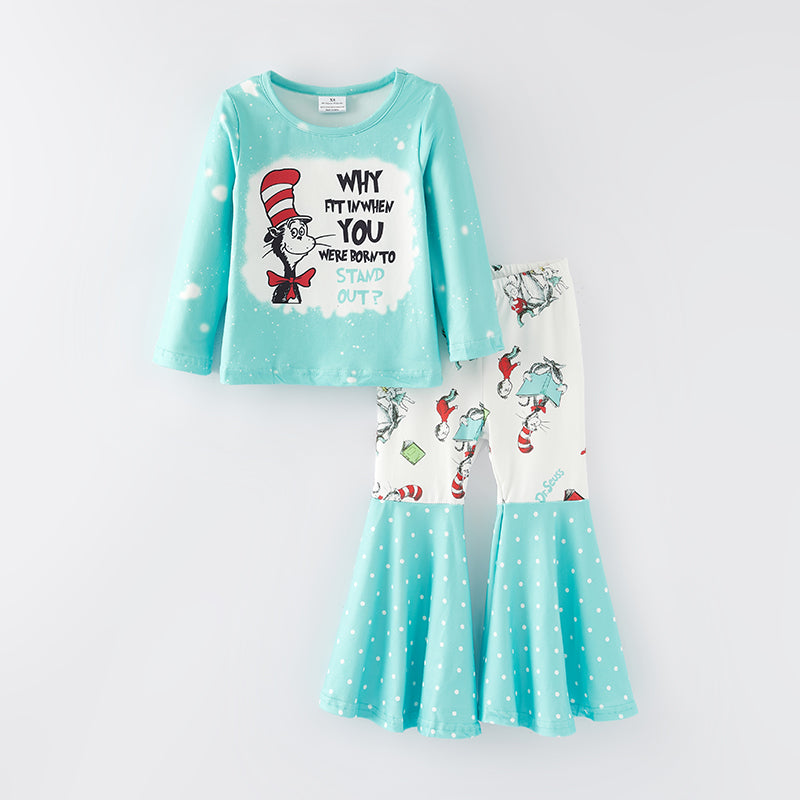 (In Stock L32-1-1)Girls Fall DR SEUSS Print Outfit Set