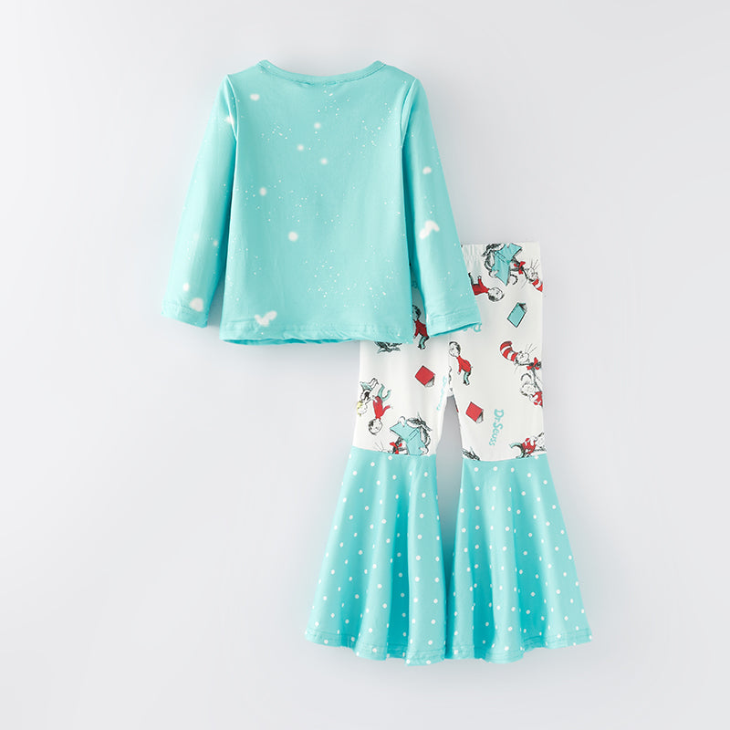 (In Stock L32-1-1)Girls Fall DR SEUSS Print Outfit Set