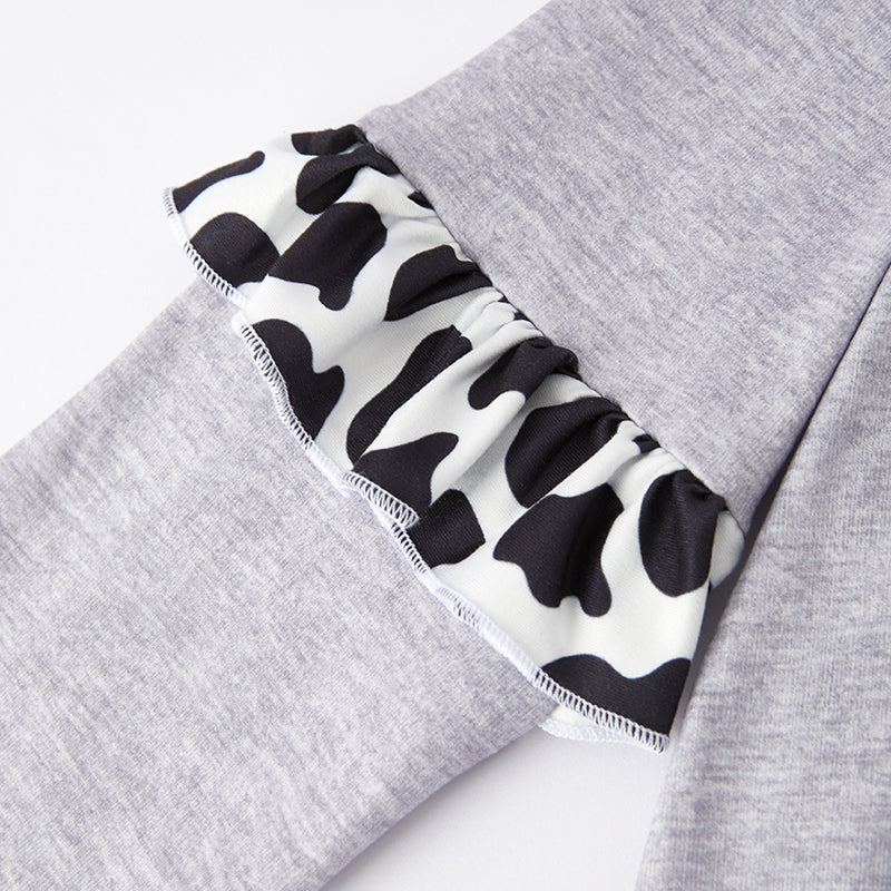 (In Stock G25-1-1)One Pack(13 Pieces total) Girls Valentine's Day Cow Print Outfit Set