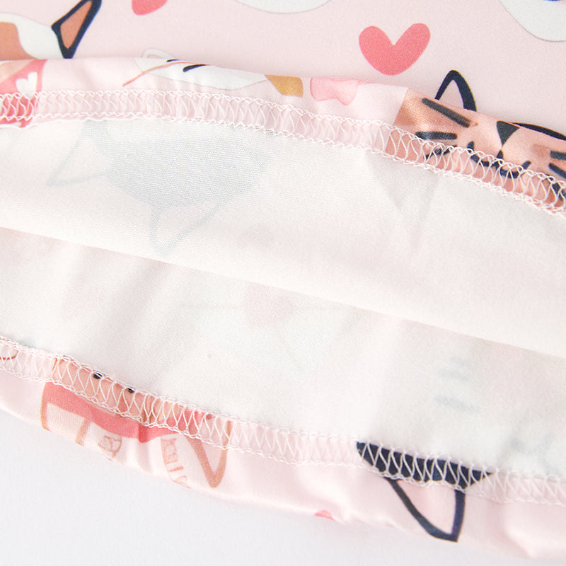 (In Stock L32-4-3)Girls Valentine's Day Kitty Print Dress