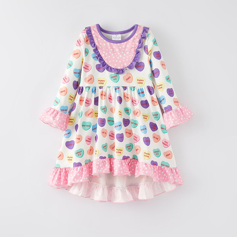 (In Stock L19-2-1)Girls Valentine's Day Print Dress