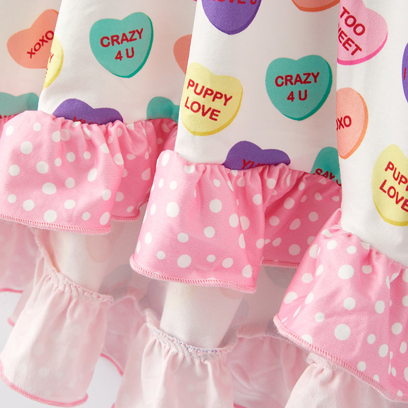 (In Stock L19-2-1)Girls Valentine's Day Print Dress