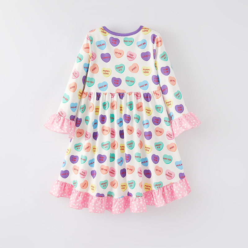 (In Stock L19-2-1)Girls Valentine's Day Print Dress