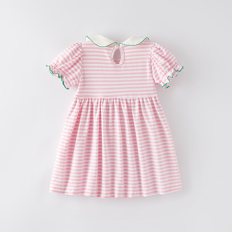 (In Stock G22-4-1)Girls St.Patrick's Day Shamrock Applique Stripe Dress