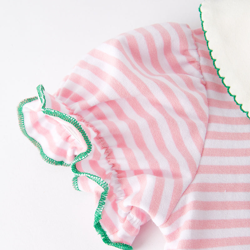 (In Stock G22-4-1)Girls St.Patrick's Day Shamrock Applique Stripe Dress