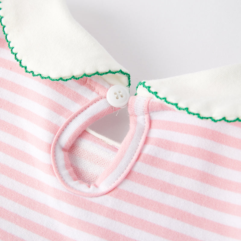 (In Stock G22-4-1)Girls St.Patrick's Day Shamrock Applique Stripe Dress