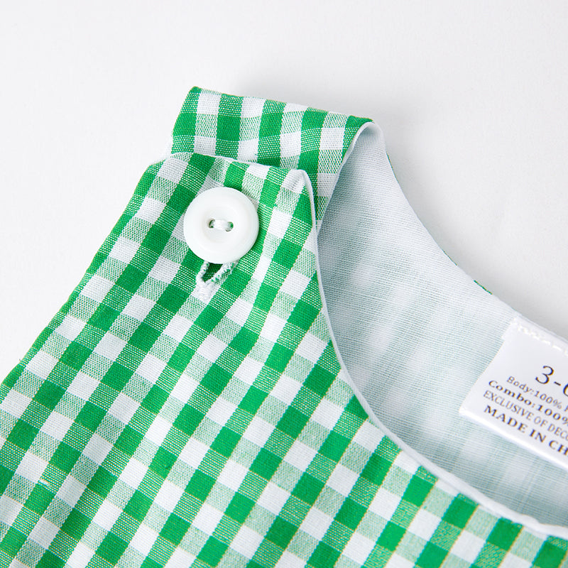 (In Stock G23-3-1)Baby Boys St.Patrick's Day Shamrock Embroidery Smocked Romper