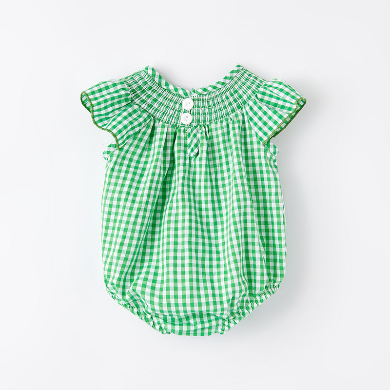 (In Stock G22-2-1)One Pack(20 Pieces total) Baby Girls St.Patrick's Day Shamrock Embroidery Smocked Romper