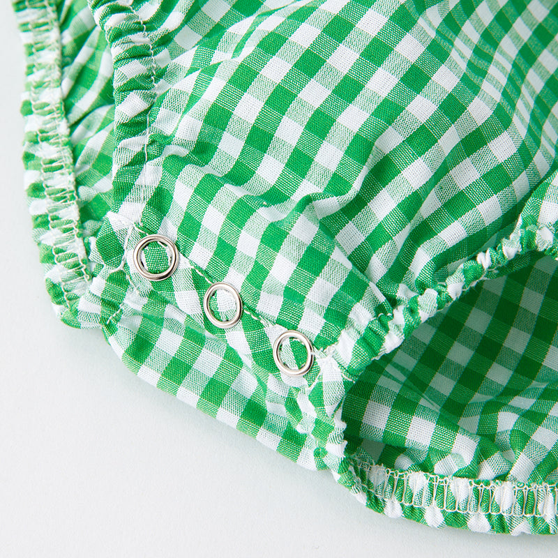 (In Stock G22-2-1)One Pack(20 Pieces total) Baby Girls St.Patrick's Day Shamrock Embroidery Smocked Romper