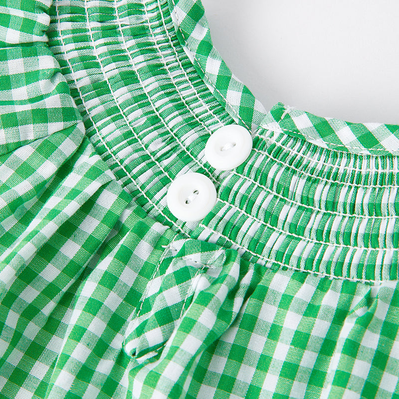 (In Stock G22-2-1)One Pack(20 Pieces total) Baby Girls St.Patrick's Day Shamrock Embroidery Smocked Romper