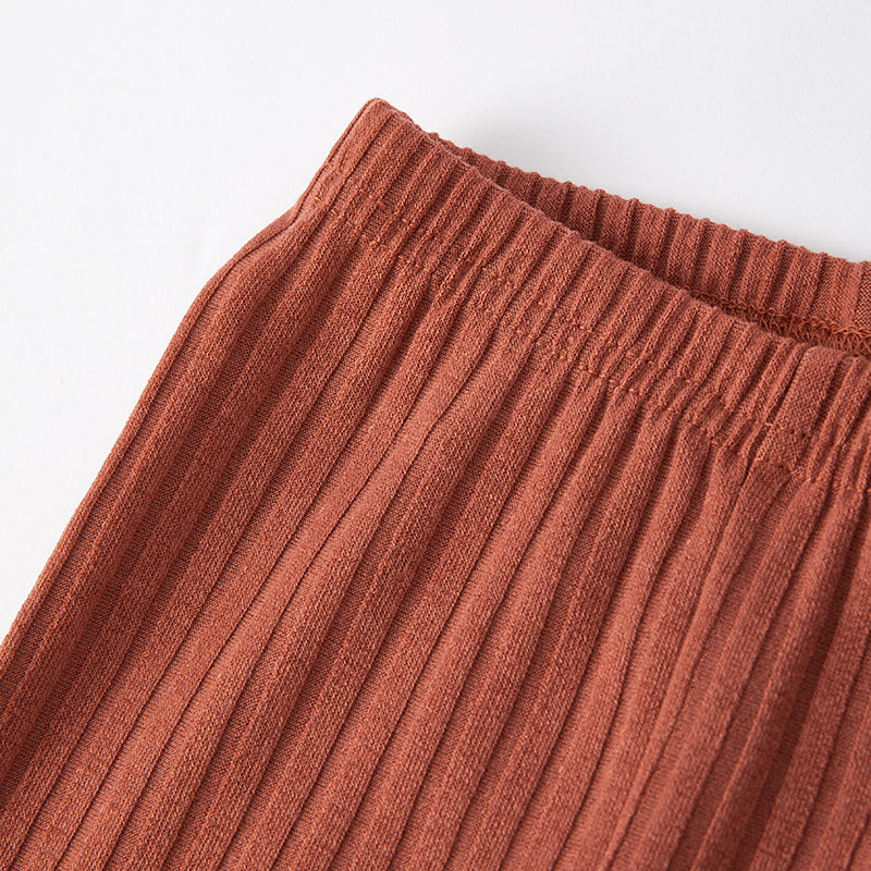 (In Stock G29-5-1)Girls Spring Khaki Rib Fabric Pants