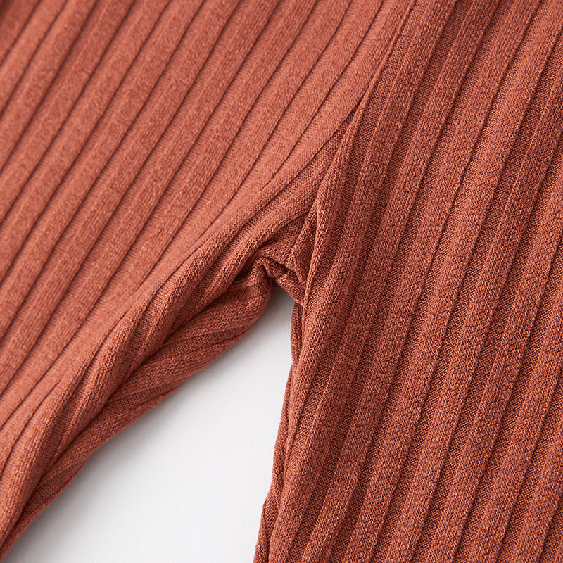 (In Stock G29-5-1)Girls Spring Khaki Rib Fabric Pants