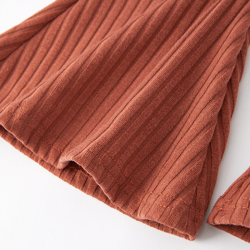 (In Stock G29-5-1)Girls Spring Khaki Rib Fabric Pants