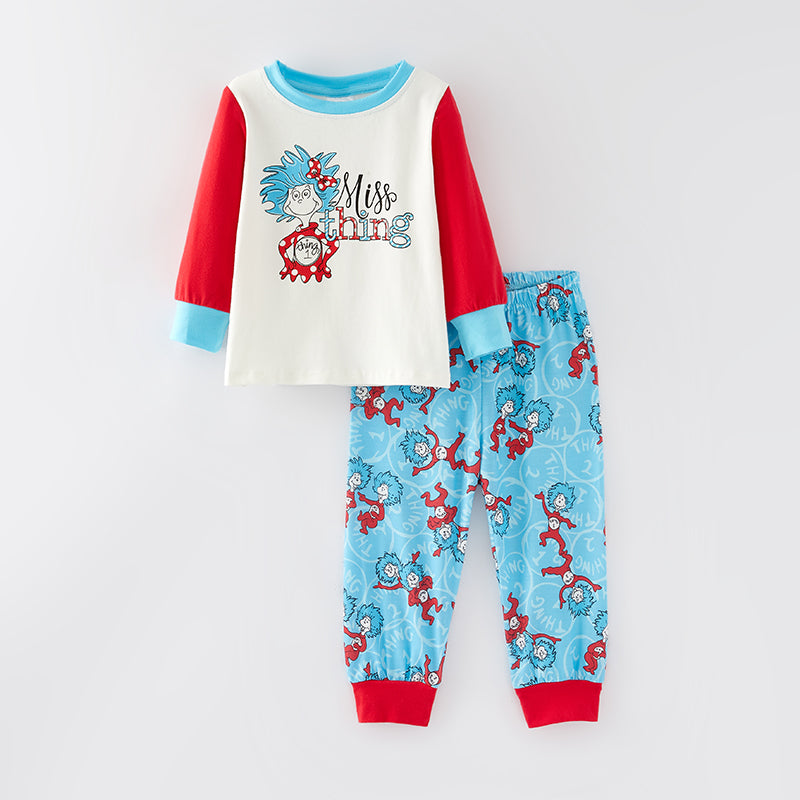 (In Stock L32-2-1)Girls Spring DR SEUSS Print Pajamas